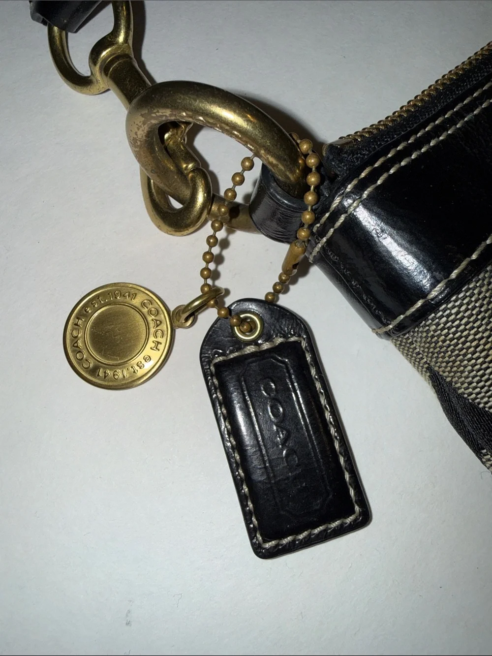 Vtg Y2K Coach Optic C Signature Carly Black & Gray Mini Bag Demi Stripe 10120